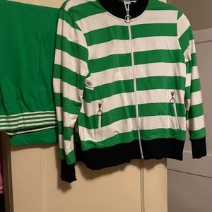 Green and whit Jacket with matching pant